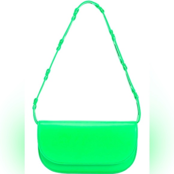 NWT Melie Bianco Neon Green Shoulder Bag with‎ Chunky Chain Strap | Y2K Baguette - Picture 3 of 12